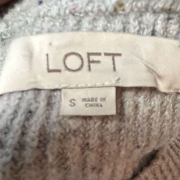 Loft Women's Size Small Confetti Knit Long Sleeve Sweater Dress Gray Tie Cuffs - Picture 12 of 12